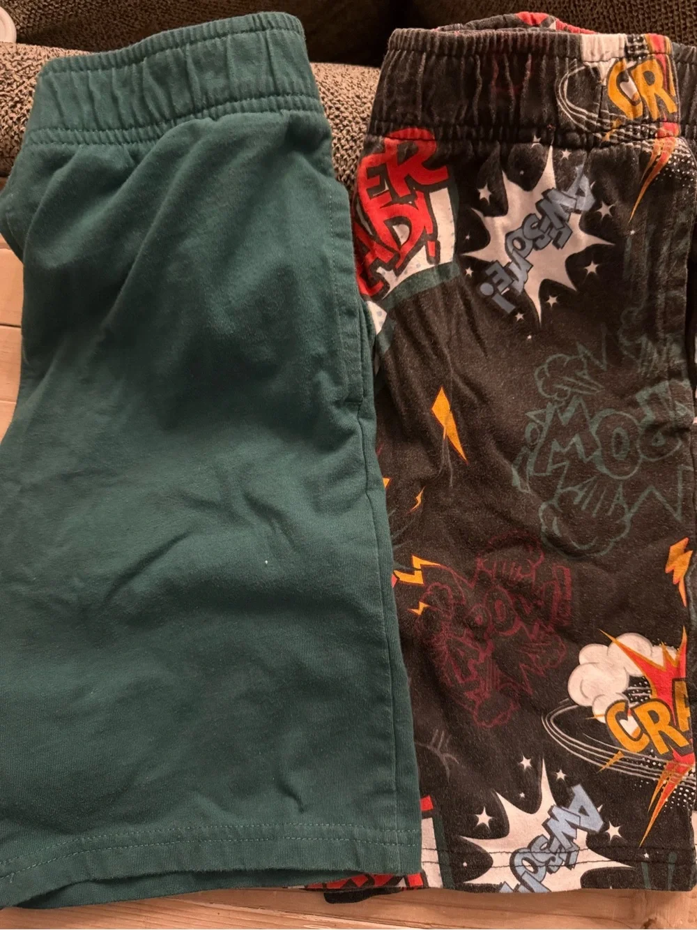 Kids Elastic-Waist PJ Shorts in Teal and Graphic Black - 2 pair